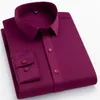 Camicie eleganti da uomo BAMBOOPLE Camicie da ufficio non stirabili da uomo Ultime morbide antirughe Business senza tasca Smart Causal Viola Slim Fit AEchoice 230824