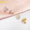 Bling Fine Jewelry 5 mm Moissanite Stone 925 Pendientes de plata con diamantes y flores grandes para hombres