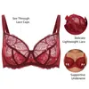 Bras DOBREVA Women's Plus Size See Through Full Coverage Underwire Bra Unlined Minimizer Lace Bralette 230823