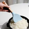 One-piece Silicone Rice Spoon Wooden Handle Japanese Kitchen Scoop Paddle Shovel Non-stick Cooking Ladle Spatula Home Utensils HKD230810