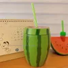 Water Bottles Cup Ins Wind Net Red Watermelon Straw Creative Fruit Cute Plastic Milk Tea Student Bottle Drinkware Kitchen