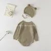 Unisex onesies 100 bomull stickad baby tröja romper overall oekotex organisk jumpsuit stickad baby romper