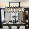 Nouveau lustre noir post-moderne éclairage rectangulaire salle à manger cuisine îlot luminaires LED lampes en Cristal suspendues MYY2385