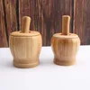 Bamboo Mortars Pestle with Lid Garlic Pepper Spices Press Grinder Crusher HKD230810