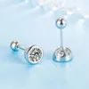 Stud Earrings 925 Sterling Silver Jewelry Women Fashion Cute Tiny Clear Crystal CZ Gift For Girls Teens Lady R003
