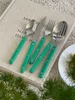 Korean INS Style Tableware Set Stainless Steel Knife Fork Spoon Western Tableware Set Simple Retro Color Dinner Cutlery Set HKD230812