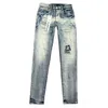 Lila Designer Jeans Herren Jeans lila Jeans Designerhosen Pantalone Herren Jeans zerrissen Jeans gerade reguläre Jeans Denim Tränen gewaschen alte Jeans Long Jeans Ll