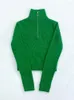 Pulls pour femmes Automne Hiver Femmes Vert Tricot Pull Pull 2023 Dames À Manches Longues Slim Fit Zipper Jumper Tricots