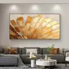 Schilderijen Samenvatting Goud met de hand geschilderd olieverf op canvas Grote beknopte muurwand Art Bloemschilderkunst muur decor aangepaste textureerde kunst schilderen 230823