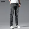 Jeans maschile kubro sottile dritto scuro sottile ammorbidente denim smart ufficio gentiluomo indossa casual indossa taglio chic taglio blu blackgrey