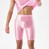 Calzoncillos para hombre aceite brillante brillante pantalones cortos traje de baño deporte fitness gimnasio fondos verano delgado boxeador bulto bolsa troncos sexy polainas 230823