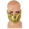 Andra evenemangsfestleveranser Game Mortal Kombat Scorpion Cosplay Mask Golden Half Face Latex Women Men Halloween304L