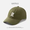 Unisex Cotton Blend Letter R Embroidered Baseball Cap for Men Women Adjustable Washed Vintage Trucker Caps Classic Outdoor Sports Dad Hat