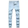 Men's Jeans European And American Tight Denim Ground White Worn Small Foot Slim Fitting S---3XL