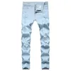 Heren jeans Europese en Amerikaanse strakke denim gemalen wit gedragen kleine voet slanke fitting s --- 3xl