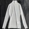 Chemise à manches longues pour femmes, tricot, col haut, Triangle, ras du cou, vêtements de sport respirants, noir, blanc, 319a