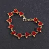 Charm Bracelets DasCus Sweets Alloy Red Rose Women Bracelet Korean Fashion Flower Luxury Quality Jewelry Christmas Gift To Girlfriend