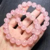 Bracelet en Quartz Rose naturel, perle ronde en cristal de guérison pour femmes et hommes, bijoux fins, cadeau, 1 pièce, 11MM