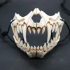 Party Masks Halloween Mask Half Face Resin Creepy Horrible Fancy Unique Simulation Tiger Tooth Party Masks Demon Evil Clown Costume Cosplay 230823