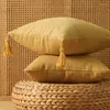 وسادة بيج الكتان s kawaii الحديثة شرابة الأريكة الكبيرة وسائد أفخم رمي اللطيف tatami almofadas ديكورات المنزل الحد الأدنى