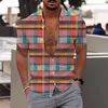 Casual shirts voor heren heren Mens Fashion en Leisure 3D Digitale drukknop Rapel Rapel Shirt Shirt Tops Cotton T -stukken voor mannen Small T