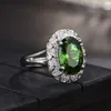 Cluster Rings High-end Temperament Oval Emerald Imitation Green Tourmaline Open Ring Female