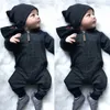 ROMPERS 024M Baby Jungen Kleidung Infant warm warm Langarm Reißverschluss Strampler geborener Jumpsuit Kid Hooded Girl Pullover Outfit 230823