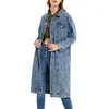 Vestes Femmes Femmes Classique Long Jean Veste Lâche Manches Bouton Down Denim 5x Manteau De Pluie Avec Capuche Pour Femmes