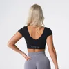 Yoga Kıyafetleri Kamaruklu Tanklar NVG Seren Dikişsiz Bra Kadın Egzersiz Mahsul Nefes Alabilir Tees Fiess Giyim Spor Salonu T-Shirts Dolma Atletizm Spor Giyim