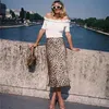 Femmes léopard imprimé décontracté long soir robe de cocktail mini jupette244j