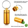 27pcs porte-clés en aluminium boîte à pilules de médicaments étanche portable mini boîtes à pilules de voyage médecine porte-vitamine cas bouteille HKD230812