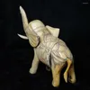 Dekorativa figurer gamla asiatiska porslin hand snidade djur elefant staty skrivbord ornament presentkollektion längd 13,5 cm