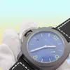 Neue Herren Uhren Automatische mechanische Armbanduhren Titangehäuse Blau Lederband 44mm Montre de Luxe Hanbelson3886235