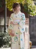 الملابس العرقية اليابان النمط التقليدي للنساء كيمونو المطبوعات الزهرية الجميلة الرجعية فستان طويل يوكاتا مع زي أوبي تأثيري