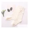 Kids Socks Spring Girls Ribbon Bows Princess Children Cotton Knitted 3/4 Knee High Sock Leg Fit 1-8T F3173 Drop Delivery Baby Maternit Dh14M