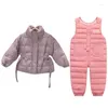 Roupas conjuntos de roupas para meninas roupas 2023 algodão de inverno grossa casacos casuais calças crianças de duas peças meninos teram crianças de partida de parka roupas de parka