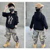 Clothing Sets Childrens Hooded Cotton Tracksuit Boys Fashion Two Piece Kids Clothes Coat Pant Sets Autumn Winter 2 3 4 5 6 7 8 9 10 Years 230823