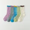 Женщины носки клетчатка хрустально шелковое шелковое повседневное модное летое упругое длинное корейское стиль хараджуку ультра-тонкий прозрачный