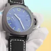 Neue Herren Uhren Automatische mechanische Armbanduhren Titangehäuse Blau Lederband 44mm Montre de Luxe Hanbelson3886235