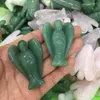 Decorative Figurines 2pcs 1.5" Beautiful Natural Green Aventurine Crystal Gemstone Angel Carvings Meditation Reiki Healing Handcarved Stone