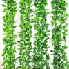 Flores decorativas 230 cm/210 cm 12 piezas planta artificial hiedra verde imitación enredaderas colgantes plantas de hojas hojas de vid ratán falso decoración de pared DIY