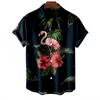 Camicie casual maschile 2023 Shirt Flamingo hawaiano stampato per uomini abiti maschile a maniche corte a manica corta camicetta di grandi dimensioni 5xl
