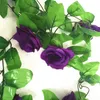 Fiori decorativi ghirlande da 250 cmlot rose di seta Ivy Vine con foglie verdi per decorazione per matrimoni in casa foglie falsa fai da te barande artificiali fiori artificiali 230823