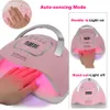 Secadores de uñas SUNX12 MAX 280W Lámpara de uñas Secador de uñas rosa para manicura 66 LED Luz UV Curado rápido Lámparas de uñas Autosense con base 230824