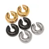 Stud Uworld 316L Stainless Steel PVD Hoop Earring Fashion Ear Clips Thread Texture Statement For 230823