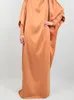 Casual Dresses Women Dress with BANDANA Muslim Hijab Ramadan Loose Abaya Jibab Big Smocked Sleeve Plain Abayas Prayer Kaftan Robe
