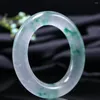 Bangle echte Myanmar Jadeite Floating Flower Jade Round Bracelet Women Fine Jewelry High Grade A Birma Jades Bangles