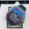 Projektant Luxury Richaer Mileres Men Mechanical Watch Wristwatch WIDZA RM65-01 NTPT Podwójny czas igły z szybkim łańcuchem x94xx