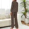 Women's Sleepwear Cartoon Dog Print Pajamas Long-Sleeve Cute Animal 2 Piece Sleep Set Autumn Female V Neck Kawaii