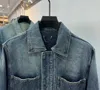 Erkek Demin Ceketleri Jakquard Dokunma Günlük Moda Kadın Denim Ceket ve Jeans Trailsuit Marka Tasarımcısı Jean Bitki Mektubu Tam Baskı Çamuru